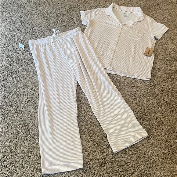 Born Women's Pajama Set - Cream Stripes - Picture 1 of 7